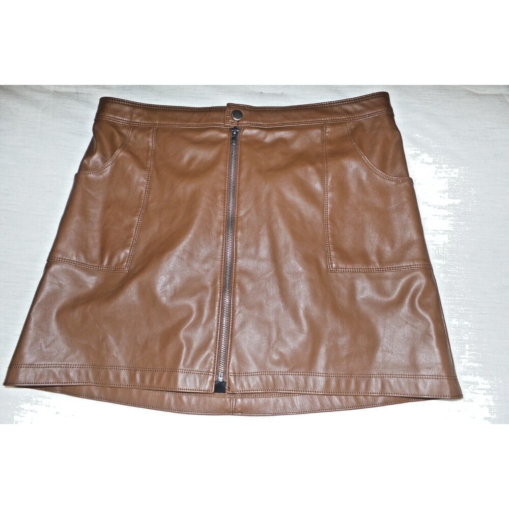 No Boundaries Women Brown Faux Leather Skirt Size 15-17